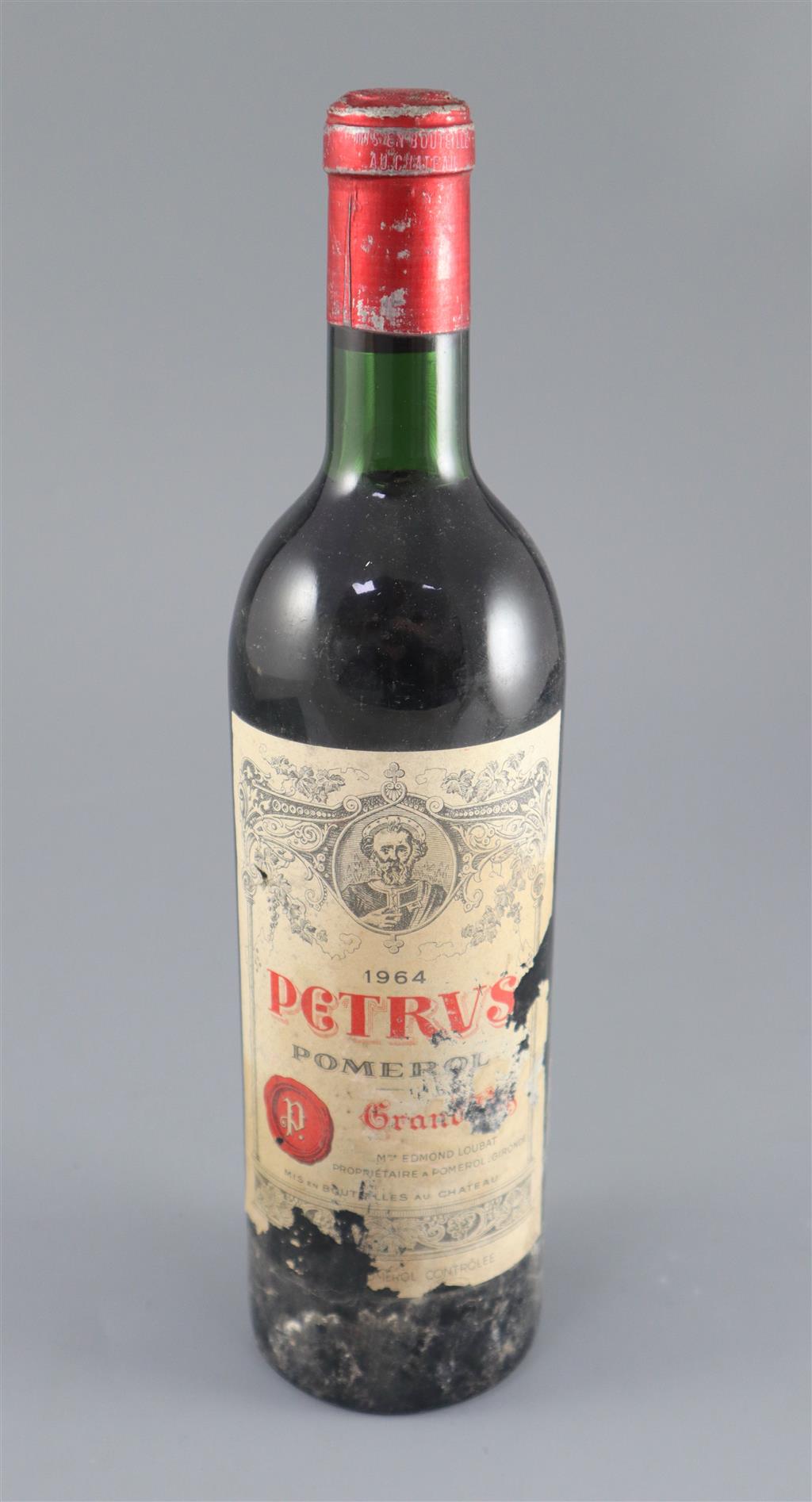 A bottle of .75cl Petrus 1964 Pomerol Grand Vin - Mme Edmond Loubat